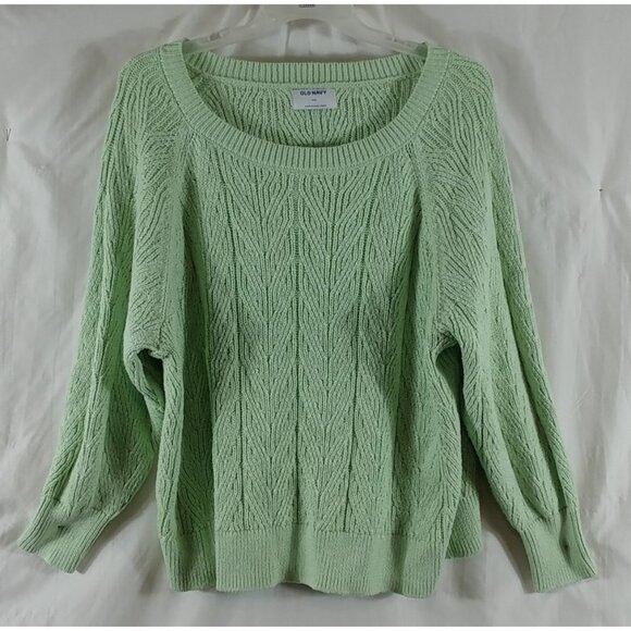 Old Navy Woman Green Long Sleeve Bulky Cable Knit Sweater Plus Size XXL - Picture 1 of 8
